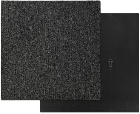 FLOORDIREKT - Teppichfliesen selbstliegend für Büro & Gewerbe - Fliesen Teppiche je 50x50 cm - robuster Teppichboden - Bodenfliesen mit antirutsch Vinyl Rücken (Lyon Dunkelgrau, 4, 50x50)