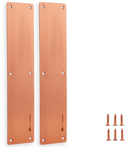 UAP Armasmart® Door Push Plates 330mm (2 Pack) – Antibacterial Finger Plates for Doors, Anti-Tarnish & Durable Door Finger Plates for Internal Doors, Ideal for High-Traffic Areas - Copper Finish