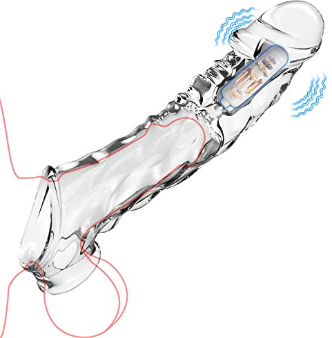Sex Spielzeug für Die Männer Penishülle,21.8cm Klar Penismanschette Cock Ring Extender, Ultra-Soft Penis Vibrator Sex Spielzeug für Paare Penishülle für Paare Penisverlängerung (jede Größe)