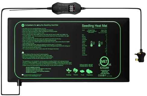 YUGSHNKFC Pflanzen-Heizkissen mit verstellbarem Thermostat-Setzling-Heizmatte für Gewächshaus und Indoor-Anbauumgebungen