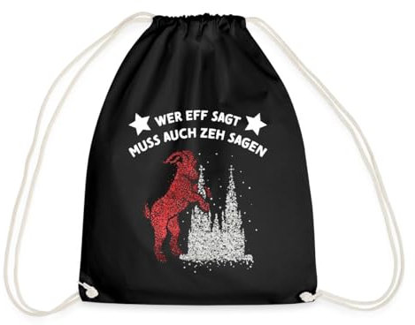 Spreadshirt Wer Eff Sagt Muss Auch Zeh Sagen Köln Fußball Turnbeutel, One size, Schwarz