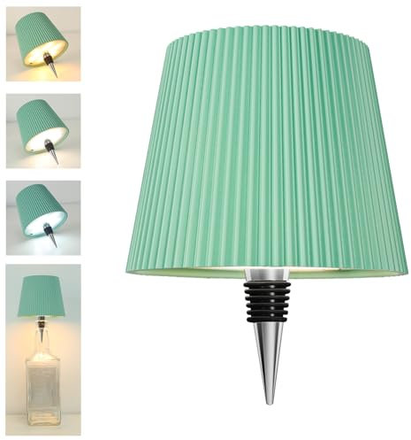 Beaeet lámpara botella LED Verde menta, recargable USB-C, sin cable, IP54, 3 tonos regulables, para botella de vidrio, mesa, balcón, terraza, camping, fiesta