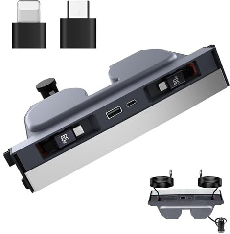 SHINELINERS USB-Lade-Hub für Tesla Model Y Juniper 2025–2026, Zubehör, 4-Port-Schnelllade-Hub mit Schiebeabdeckung, einziehbarer Handy-Lade-Hub, Typ-C + 8-polige Dockingstation für Modell 3 Highland