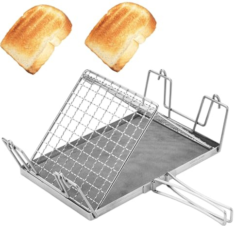 Edelstahl Camping Toaster, Faltbares Grillkorb für Brot, Hitzebeständig,Toast Racks Faltbarem, Mehrzweck-Grillzubehör, Ideal für Outdoor