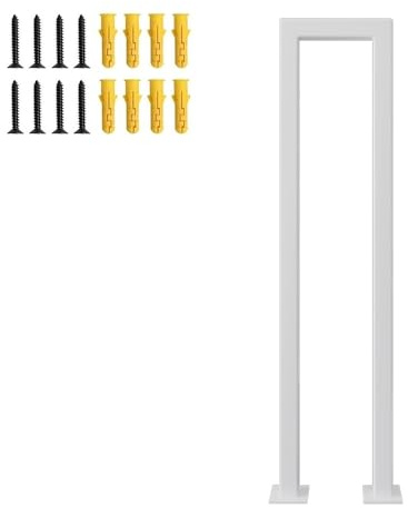 Renmlion Floor Mount Banister Handrail for Stairs Indoor and Outdoor Grab Rail，35-100cm Industrial Stair Railing Guardrail with Installation Kit，U-Shaped Safety Hand Rails，White(100cm/39in)