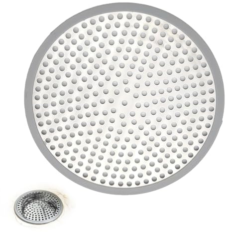 Stainless Steel Shower Drain Hair Catcher, Anti Clog Drain Strainer | Reusable plug hole cover with silicone edge, ideal for bathroom shower, sink and kitchen drains to trap hair and debris.