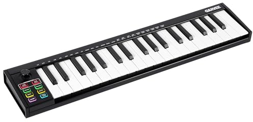 37 Key MIDI Keyboard with DAW Integration, USB MIDI Keyboard Controller with 8 Drum Pads & OLED Display, Perfect for Professional Music Production, Black