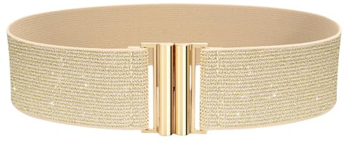 VONMELLI Breiter Elastischer Stretch Gürtel für Damen–Trimmer-Stretchgürtel, Retro Damen Taillengürtel Gold 2XL