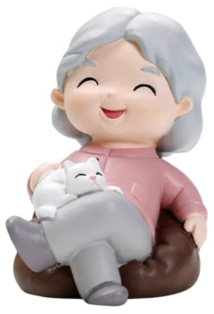 LOLIPPYY Oma Figur aus Kunstharz als Schreibtischdekoration für Kuchen | Oma und Opa Figuren, Rosa Sofa Stil, Leicht zu Tragen und Verstauen, für Feier und Tisch