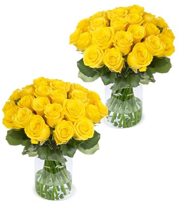 Blume Ideal Rosensträuße | 2x40 Gelbe Rosen (insg. 80 Stiele) | Ø 40–50 cm | Premium Rosen für Hochzeit & Deko | 7 Tage Frischegarantie | In verschiedenen Farben und Mengen
