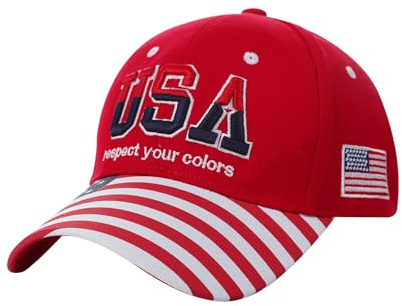 JIAHG Unisex Baseballkappe mit USA-Flagge Stickerei, verstellbare Sonnenkappe für Herren Damen, atmungsaktiv Outdoor Freizeit Alltag Streetstyle Kappe