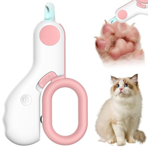 Odoukey Light up Cat Nail Clipper, Lightweight Portable Pet Dog Nail Clippers for Small Pets Claw Care