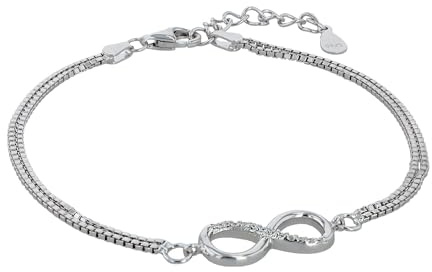 Akzent Armband Damen - Premium Armband Damen in Schwarz aus 925/- Silber, rhodiniert, 100% Wasserfest & Hautverträglich