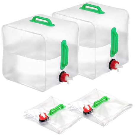 Shyllin Bidon Eau 20L, 2 Pièces Reservoir Eau avec Robinet sans BPA, Portable Stockage pour Les Barbecues en Plein Air, la Randonnée, Le Camping, Picnic, l'escalade