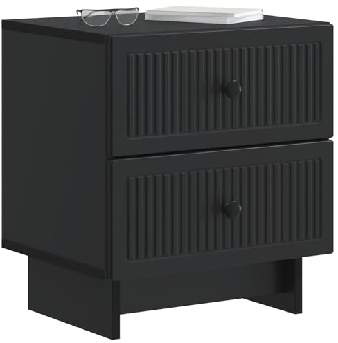 vidaXL Nachttisch 2 pcs Schwarz 43 x 34,5 x 47,5 cm Holzwerkstoff, Schlafzimmer Nachtkommode, rechteckiger Schrank, Stauraum, praktische Lösung für Dein Zuhause