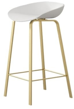 YANG11FAN Confortable Tabouret de Bar Noir/Blanc en Bois, Chaise Haute Loisirs Fer, Pieds dorés(Blanc,Moyen)