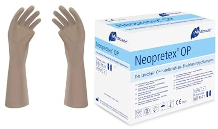 Meditrade 952175 Neopretex Flexiblem Polychloropren Latexfreie OP-Handschuh, Steril, Puderfrei, Größe 7,5 (100-er pack)