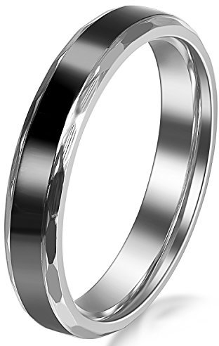 JewelryWe Schmuck Edelstahl Damen-Ring Schwarz Retro Liebe Trauringe Damen Ring für Engagement Versprechen Ewigkeit 4mm Breite Größe 47 bis 65