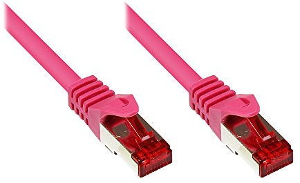 Kabelmeister® Cat.6 Ethernet LAN Patchkabel mit Rastnasenschutz - S/FTP, PiMF, PVC, 250MHz - Gigabit-fähig - magenta, 1,5m