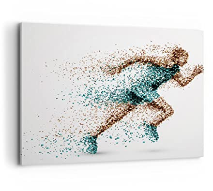 Bilder auf Leinwand 100x70cm Leinwandbild Athlet sprinter sport läufer Groß Wanddeko Bild Schlafzimmer Küche Deko Wandbilder Dekoration Wohnzimmer Wall Decor Canvas Wand Kunstdruck Art AA100x70-2802