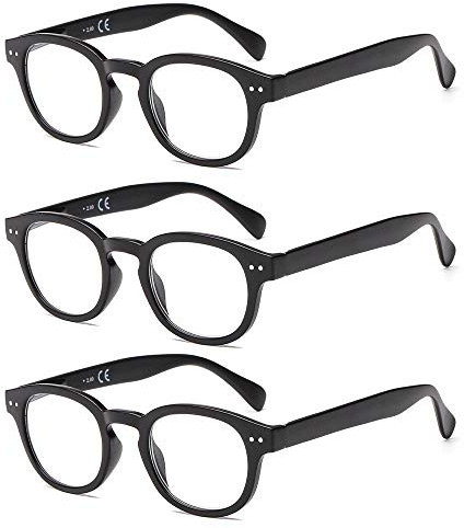 Suertree Lesebrille 3 Pack Sehhilfe Feder Scharnier Rund Augenoptik Brille Unisex Lesehilfe für Damen Herren 1.5X BM171