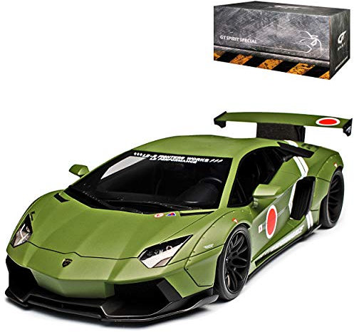 Kyosho Lamborgihini Aventador Coupe Kaki Grün LB Performance Liberty Walk Ab 2011 Nr GTS18502K 1/18 GT Spirit Modell Auto mit individiuellem Wunschkennzeichen