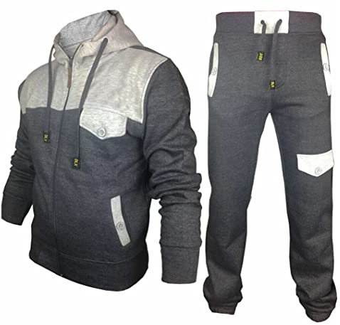 Premier Mens Tracksuit Set Fleece Hoodie Top Bottoms Jogging Joggers Regular (CHARCOAL, MEDIUM)