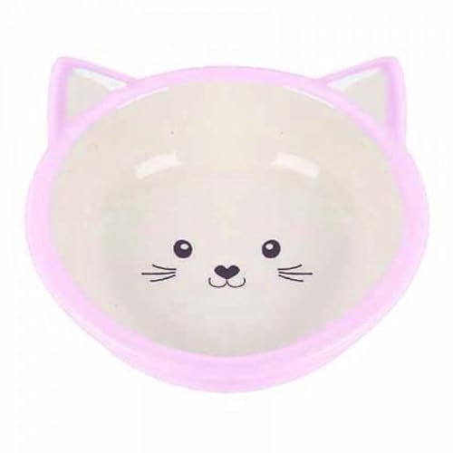 HAPPYPET Pet Bowl in Pink Ceramic Durable Dishwasher Safe Hygienic Food Water Feeding Dish for Cats & Kittens Pets Accessory