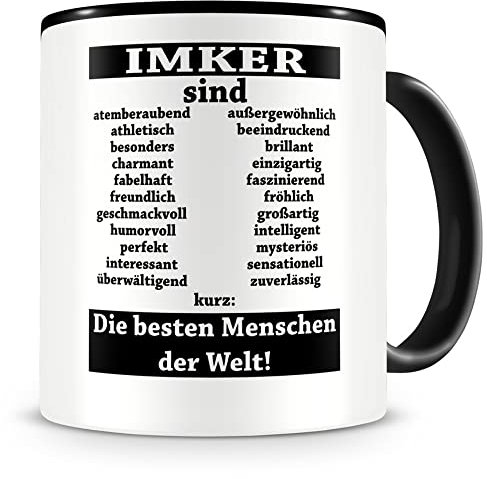 Samunshi® Imker sind Tasse Beruf Geschenk Kaffeetasse Teetasse Kaffeepott Kaffeebecher Becher Imker sind... 300ml schwarz/schwarz