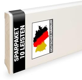 24 m Trevendo Sockelleiste Massivholz weiß lackiert gefast cube modern 16 x 80 x 2400 mm - Fußbodenleiste aus Echtholz mit rundum aufgebrachter weißer Grundierung und Decklack