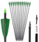 SHARROW 12 Flechas de 32 Spine 500 y Objetivo de Flechas de Carbono Mixto de Plumas Reales para Tiro con Arco Compuesto, recurvo y Tradicional, Tiro de práctica al Aire Libre (B)
