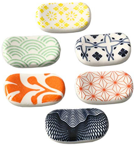 XLKJ 6 Pcs Chopstick Holder, Ceramic Hand Painted Chopstick Rests, Japanese Style Chopstick Holder for Chopsticks, Forks, Spoons, Random Color