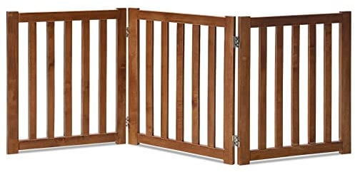 LZRS Freistehendes Haustiergitter aus Eichenholz, Holzgitter für Türen, Hundegitter für das Haus, Hundegitter für Treppen, freistehend, Innen- und Außenbereich, Sicherheitszaun, 61 cm, Eiche