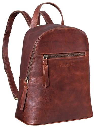 STILORD Amira Kleiner Rucksack Frauen Leder Daypack Rucksackhandtasche Lederrucksack für iPad und DIN A5 Dokumente Cityrucksack Damen für Ausgehen Reisen Shopping Farbe:schwarz