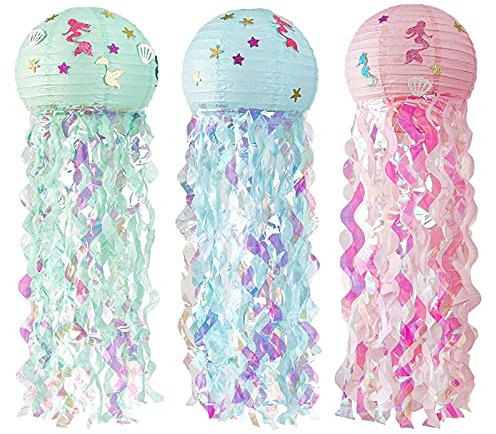 3 Stück Quallen Papierlaternen, Quallen Laternen, Lantern Hängedekoration, für Partydekoration, Shopping-Mall-Events, Hochzeiten