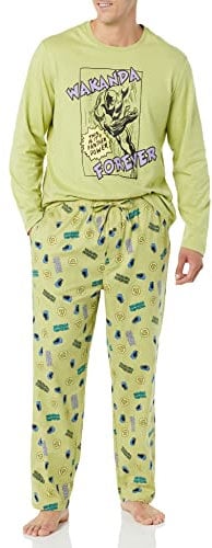 Amazon Essentials Disney | Marvel | Star Wars Men's Flannel Pyjama Sleep Sets, Marvel Black Panther - Mens, M
