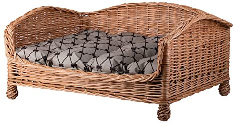 e-wicker24 Alles aus Weide Canapé - Panier pour Chien en Osier avec Coussin