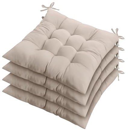 ZZZMRH Chair Cushions Pack of 4 Seat Pads for Dining Chairs, Garden Chair Cushions Tie On_9 Stitch_Beige Indoor/Outdoor Seat Cushions Comfortable Chair Pads for Kitchen Seat Pads 9 stitch cushions
