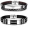 ADRAMATA 2Pcs Bracciale da Uomo in Pelle, Regolabile, in Silicone, Personalizzato, Acciaio Inossidabile, Regalo papà, Gioielleria