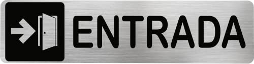 Becral® - Señal de acero inoxidable ENTRADA | Placa puerta | Señal informativa | Cartel Puerta 200X50mm (ref.RD707038)
