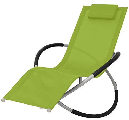 Makastle Schaukelliege klappbar mit Kopfstütze, Verzinkter Stahlrahmen, Wetterfest, Atmungsaktiv, ergonomische Relaxsessel Sonnenliege Gartenliege Liegestuhl Relaxliege für Garten/Terrasse, Grün