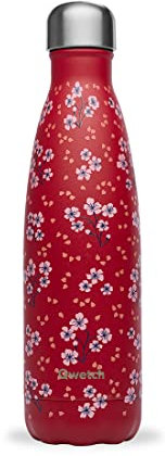 Qwetch - Bouteille Isotherme Hanami Rouge 500ml - Gourde Nomade Inox - 24h Froid et 12h Chaud - Etanche, Sans BPA & Réutilisable - Gourde isotherme pour Sport, Voyage, Bureau, Randonnée
