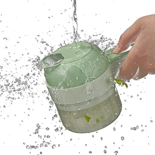 dobooo 4 in 1 Portable Electric Vegetable Cutter Set - 4 in 1 Vegetable Chopper Electric Small,4 in 1 Portable Cordless Electric Food Chopper Dicer Slicer Cutter for Garlic, Onion, Salad, Veggie