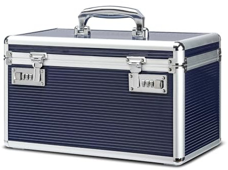 HEWEI WORKS Combination Locking Medication Box with Portable Storage Case, Childproof Medicine Lock Organizer, Lockable Box for Documents & Valuables (Blue, Large)