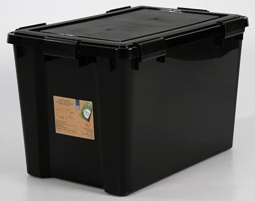 1 x 70 Litre Extra Large Weathertight Airtight Black Plastic Damp Area Dry Storage Box! 59cm x 39cm x 38cm - Hermetically Sealed Removable Lid!
