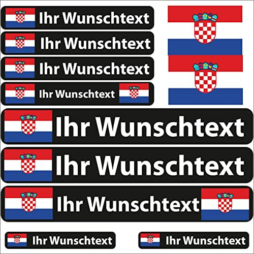 INDIGOS UG Fahrrad Aufkleber Kroatien - 13 Fahnenaufkleber glatt - Sticker selbst gestalten - Fahrrad - Auto - Motorrad - Namensaufkleber wasserfest personalisiert - Wunschtext - Flaggen der Welt