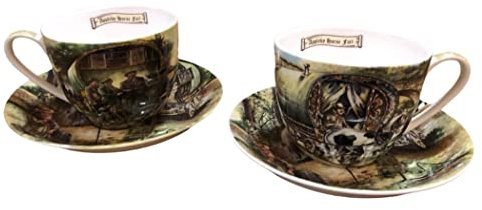 Silver Petals - Appleby Cup & Plate/Saucer Set Caravan Horse Gypsy Fine Bone China Tea Coffee (Set of 2)