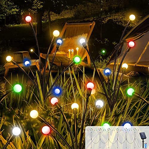 Acxilexy 6 Stück Solar Glühwürmchen Lichter Außen, 48 LEDs Wasserdicht Beleuchtung Glühwürmchen Licht, 8 modi, Fernbedienung, Weihnachten Schwingende Lichter für Weihnachten Garten Decor