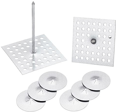 PATIKIL 100Set 5cm x 5cm Abstandhalter Fliesenträger Platten Galvanised Stahl UnterlegscheibenIsolierplatten Unterlegplatten für Gipsplatte Wand Boden Decke Blöcke Silber