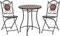 Homgoday 3-TLG. Bistro-Set Gartenmöbel Set Sitzgruppe Stühle und Tisch Essgruppe Gartengarnitur Balkonset Garnitur für Hof Garten Terrasse und Balkon Mosaik Keramik Terrakotta